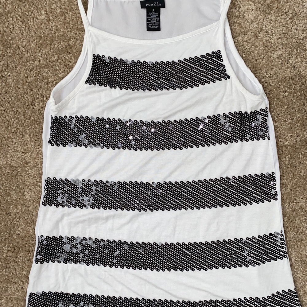 Black and White Sequin Top